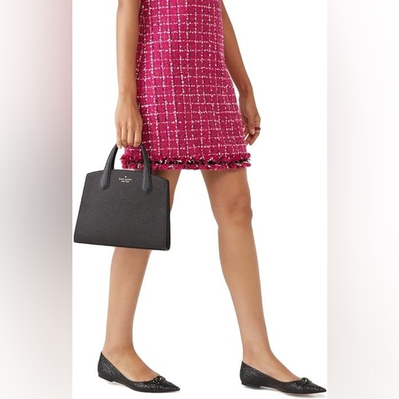 Kate Spade Tinsel Glitter Fabric Black Satchel Crossbody Purse & Wallet *As Is - Picture 2 of 16